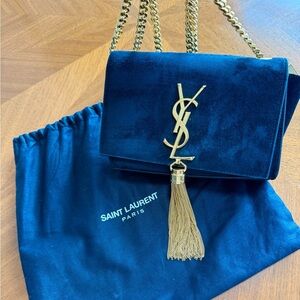 Saint Laurent Black Suede Chain Bag